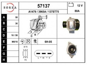 EAI 57137 kintamosios srovės generatorius 
 Elektros įranga -> Kint. sr. generatorius/dalys -> Kintamosios srovės generatorius
2706067040, 2706067120
