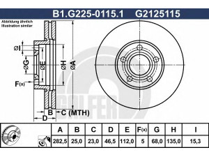 GALFER B1.G225-0115.1 stabdžių diskas 
 Stabdžių sistema -> Diskinis stabdys -> Stabdžių diskas
8E0 615 301 A, 8E0 615 301 C