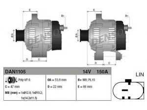 DENSO DAN1105 kintamosios srovės generatorius 
 Elektros įranga -> Kint. sr. generatorius/dalys -> Kintamosios srovės generatorius
AH22-10300-AB, LR013847