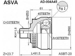 ASVA AD-004A45 jungčių komplektas, kardaninis velenas 
 Ratų pavara -> Sujungimai/komplektas
8D0407305G, 8D0498099, 8D0498099B
