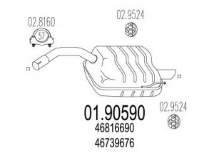 MTS 01.90590 galinis duslintuvas 
 Išmetimo sistema -> Duslintuvas
46739676, 46816690