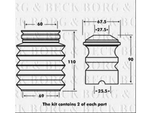 BORG & BECK BPK7009 apsauginio dangtelio komplektas, amortizatorius
31331091868, 31331140140