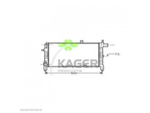 KAGER 31-0751 radiatorius, variklio aušinimas 
 Aušinimo sistema -> Radiatorius/alyvos aušintuvas -> Radiatorius/dalys
1300016, 90298318