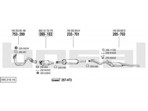 BOSAL 090.316.16 išmetimo sistema 
 Išmetimo sistema -> Išmetimo sistema, visa