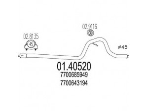 MTS 01.40520 išleidimo kolektorius 
 Išmetimo sistema -> Išmetimo vamzdžiai
7700643194, 7700685949