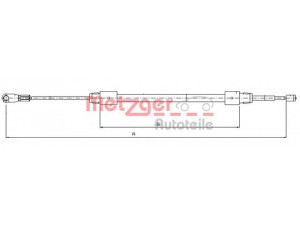 METZGER 10.9321 trosas, stovėjimo stabdys 
 Stabdžių sistema -> Valdymo svirtys/trosai
168 420 0285, 168 420 1485