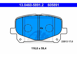 ATE 13.0460-5891.2 stabdžių trinkelių rinkinys, diskinis stabdys 
 Techninės priežiūros dalys -> Papildomas remontas
04465-28410, 04465-28460