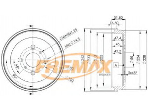 FREMAX BD-4445 stabdžių būgnas 
 Stabdžių sistema -> Būgninis stabdys -> Stabdžių būgnas
42431-52021