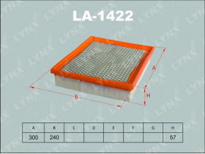 LYNXauto LA-1422 oro filtras 
 Techninės priežiūros dalys -> Techninės priežiūros intervalai
23110-09050, 23190-09000, 23190-09001