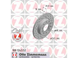 ZIMMERMANN 100.1243.52 stabdžių diskas 
 Stabdžių sistema -> Diskinis stabdys -> Stabdžių diskas
8E0 615 601 B