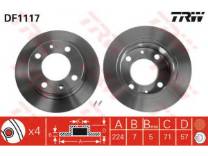 TRW DF1117 stabdžių diskas 
 Dviratė transporto priemonės -> Stabdžių sistema -> Stabdžių diskai / priedai
95582061, 95582062, 95661849