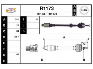 SNRA R1173 kardaninis velenas 
 Ratų pavara -> Kardaninis velenas
8200144764, 8200144765