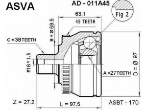 ASVA AD-011A45 jungčių komplektas, kardaninis velenas 
 Ratų pavara -> Sujungimai/komplektas
4D0498099