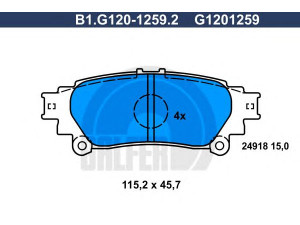 GALFER B1.G120-1259.2 stabdžių trinkelių rinkinys, diskinis stabdys 
 Techninės priežiūros dalys -> Papildomas remontas
04466-47070, 04466-48130, 04466-48140