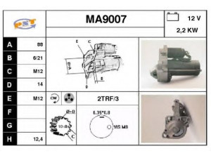 SNRA MA9007 starteris 
 Elektros įranga -> Starterio sistema -> Starteris
859918400A, S21018400, M2T32071