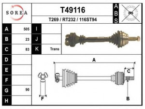 EAI T49116 kardaninis velenas 
 Ratų pavara -> Kardaninis velenas
7700862944, 7700875620, 7701349999