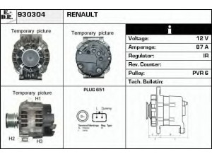 EDR 930304 kintamosios srovės generatorius 
 Elektros įranga -> Kint. sr. generatorius/dalys -> Kintamosios srovės generatorius
7700427932, 7700431890, 7700434899