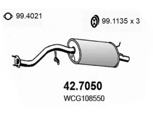 ASSO 42.7050 galinis duslintuvas 
 Išmetimo sistema -> Duslintuvas
GEX33639, WCG102470, WCG108550