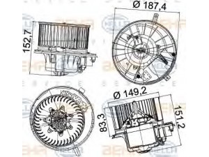 HELLA 8EW 351 043-221 vidaus pūtiklis 
 Šildymas / vėdinimas -> Orpūtė/dalys
1K1 819 015, 1K1 820 015 A, 1K1 820 015 C