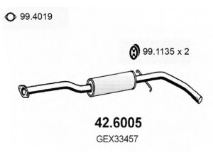 ASSO 42.6005 vidurinis duslintuvas 
 Išmetimo sistema -> Duslintuvas
CRC9531, CRC9531EVA, GEX33457