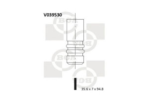 BGA V039530 įleidimo vožtuvas 
 Variklis -> Variklio uždegimo laiko reguliavimo kontrolė -> Vožtuvų eilė -> Vožtuvai/dalys
030109601AH