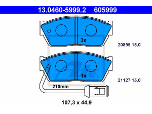 ATE 13.0460-5999.2 stabdžių trinkelių rinkinys, diskinis stabdys 
 Techninės priežiūros dalys -> Papildomas remontas
GBP90293