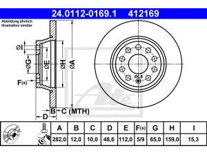 ATE 24.0112-0169.1 stabdžių diskas 
 Stabdžių sistema -> Diskinis stabdys -> Stabdžių diskas
1K0 615 601 AD, 1K0 615 601 M, 1K0 615 601 AD