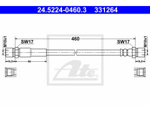 ATE 24.5224-0460.3 stabdžių žarnelė 
 Stabdžių sistema -> Stabdžių žarnelės
460 420 50 48, 460 428 54 35