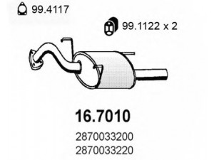 ASSO 16.7010 galinis duslintuvas 
 Išmetimo sistema -> Duslintuvas
2870033200, 2870033220