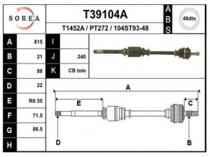 EAI T39104A kardaninis velenas 
 Ratų pavara -> Kardaninis velenas
32737Q, 32737R