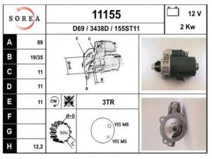 EAI 11155 starteris 
 Elektros įranga -> Starterio sistema -> Starteris
555896, 558096, 580214, 580215