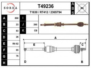 EAI T49236 kardaninis velenas 
 Ratų pavara -> Kardaninis velenas
8200378880