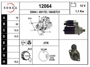 EAI 12064 starteris 
 Elektros įranga -> Starterio sistema -> Starteris
YM2111000EA, 02M911023, 02M911023X