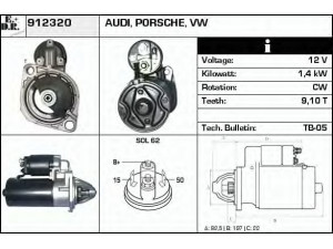 EDR 912320 starteris 
 Elektros įranga -> Starterio sistema -> Starteris
M1T50071, 034911023, 034911023X