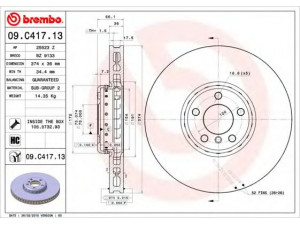 BREMBO 09.C417.13 stabdžių diskas 
 Dviratė transporto priemonės -> Stabdžių sistema -> Stabdžių diskai / priedai
34116783778, 34116789544