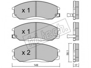 fri.tech. 373.0 stabdžių trinkelių rinkinys, diskinis stabdys 
 Techninės priežiūros dalys -> Papildomas remontas
58101-26A00, 58101-26A10, 58101-26A20