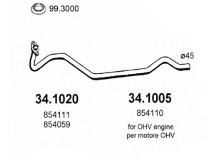 ASSO 34.1020 išleidimo kolektorius 
 Išmetimo sistema -> Išmetimo vamzdžiai
854059, 854111, 90232910, 90399028