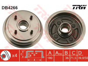 TRW DB4266 stabdžių būgnas 
 Stabdžių sistema -> Būgninis stabdys -> Stabdžių būgnas
5271002000, 5271002100, 584112H000