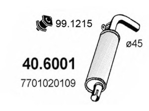 ASSO 40.6001 vidurinis duslintuvas 
 Išmetimo sistema -> Duslintuvas
6000056028, 7701020109
