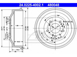 ATE 24.0225-4002.1 stabdžių būgnas 
 Stabdžių sistema -> Būgninis stabdys -> Stabdžių būgnas
4247 22, ZF 04 449 694, 1313675080