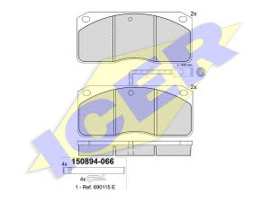 ICER 150894 stabdžių trinkelių rinkinys, diskinis stabdys 
 Techninės priežiūros dalys -> Papildomas remontas
190 6297