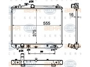 HELLA 8MK 376 790-231 radiatorius, variklio aušinimas 
 Aušinimo sistema -> Radiatorius/alyvos aušintuvas -> Radiatorius/dalys
17700-63J10