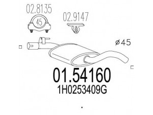 MTS 01.54160 vidurinis duslintuvas 
 Išmetimo sistema -> Duslintuvas
1H0253409G
