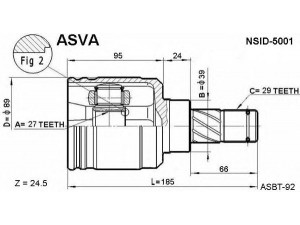 ASVA NSID-5001 jungčių komplektas, kardaninis velenas 
 Ratų pavara -> Sujungimai/komplektas
39711-86E05, 39711-87E00