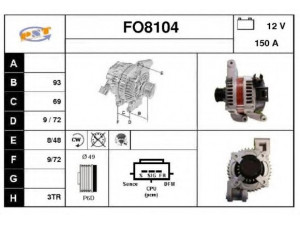 SNRA FO8104 kintamosios srovės generatorius
3M5T10300NB, 3M5T10300NC, 1633079