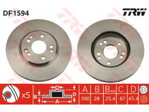 TRW DF1594 stabdžių diskas 
 Stabdžių sistema -> Diskinis stabdys -> Stabdžių diskas
1294210612, 1294211012, 1294212012