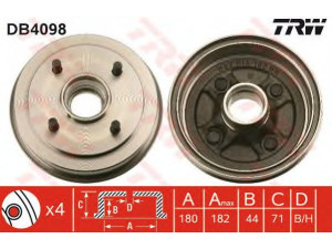TRW DB4098 stabdžių būgnas 
 Stabdžių sistema -> Būgninis stabdys -> Stabdžių būgnas
MB242004, MB242007, MB339440, MB515476