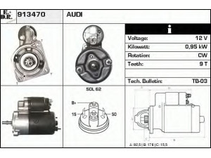 EDR 913470 starteris 
 Elektros įranga -> Starterio sistema -> Starteris
026911023, 026911023X