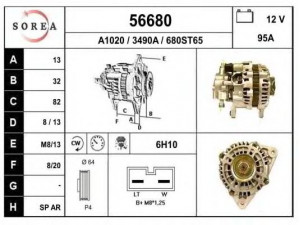 EAI 56680 kintamosios srovės generatorius 
 Elektros įranga -> Kint. sr. generatorius/dalys -> Kintamosios srovės generatorius
95VB10K359BA, 95VB10K359BB, 98VB10K359BA
