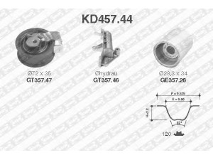 SNR KD457.44 paskirstymo diržo komplektas 
 Techninės priežiūros dalys -> Papildomas remontas
03L109244C, 045109243B, 045109479C